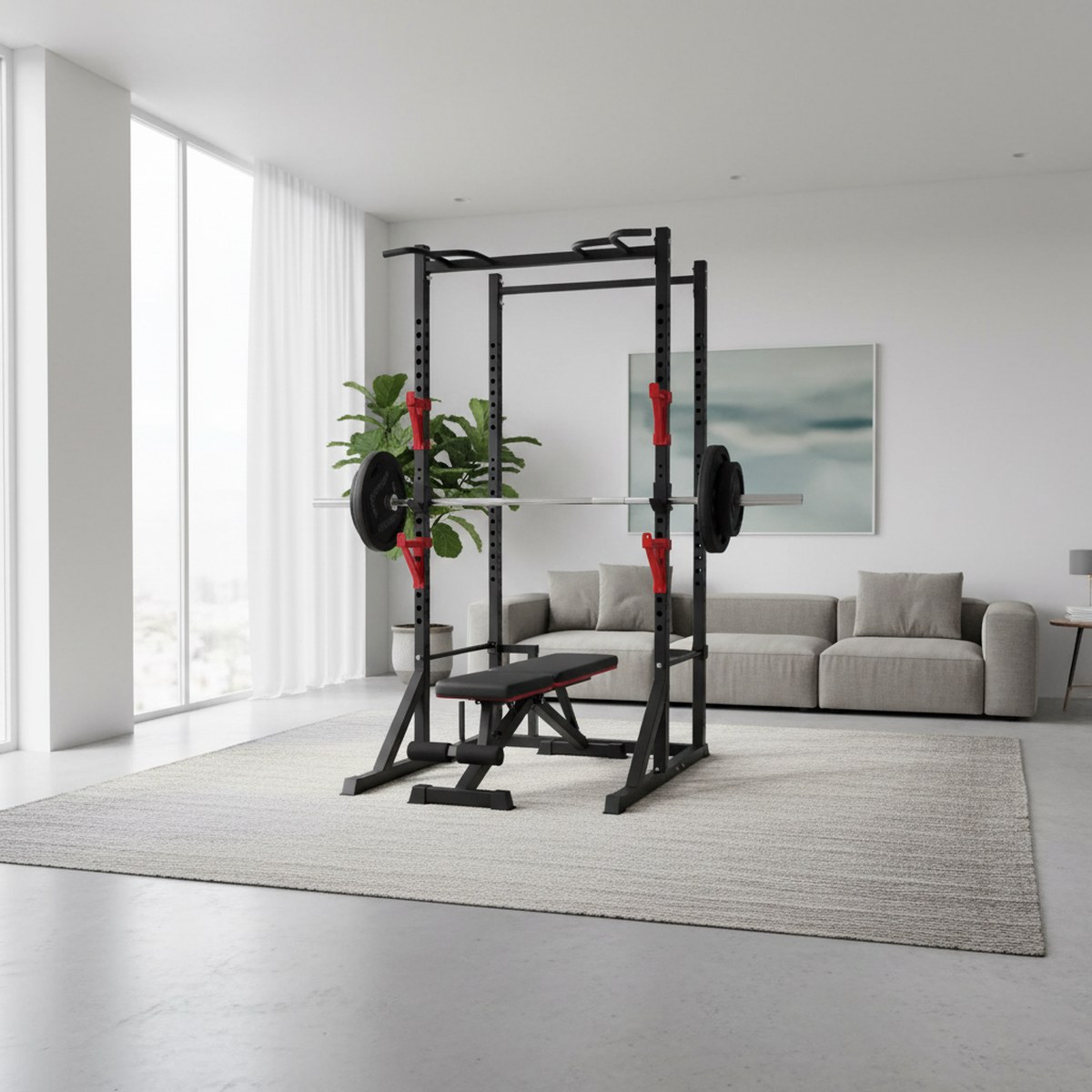 Adjustable Power Rack with Pul - đánh giá và giá Squat Rack Power